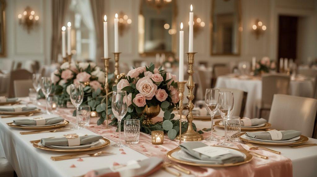 Kolory ślubne 2026 poza bielą – pudrowy róż, szałwia i złoto